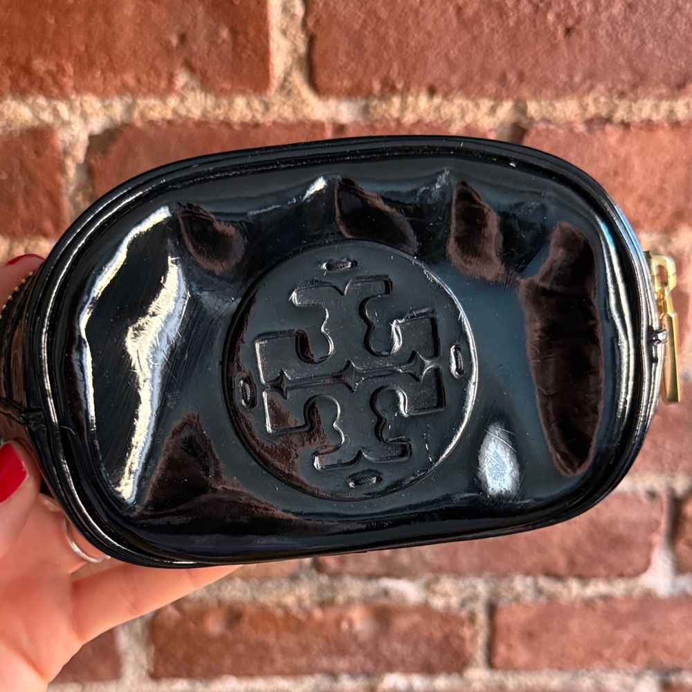 Tory Burch Shiny Black Leather Pouch